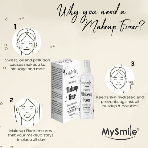 MySmile Makeup Fixer with Silk Matte Effect (100ml) | Long-Lasting Oil-Free Finish